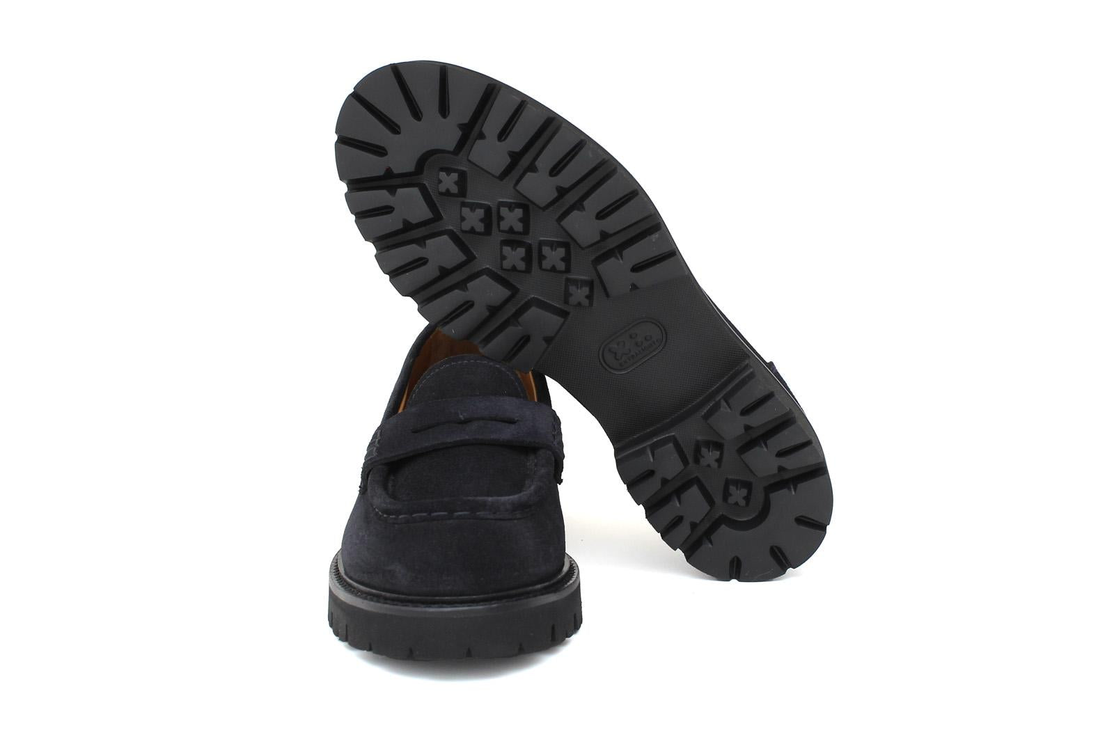Mocassino donna stile ingegnere in suede blu e fondo in gomma leggera D212HSSBLU 7 ROSSI 