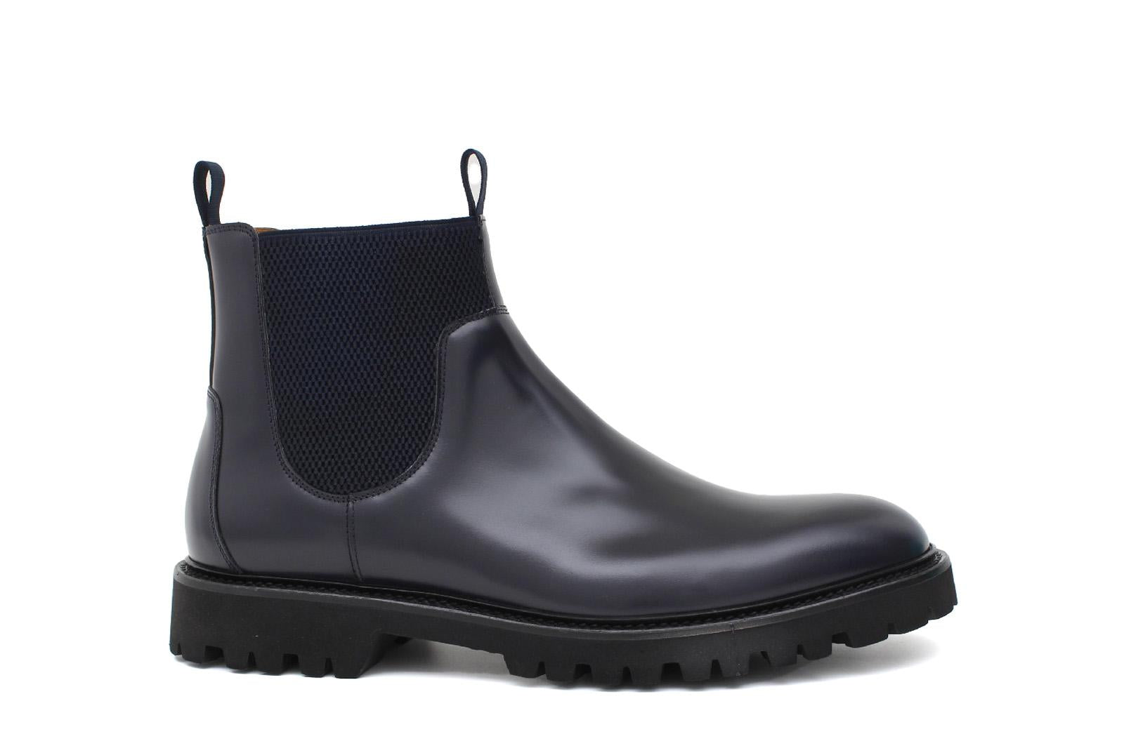 Stivaletto modello beatles in vitello spazzolato semilucido blu con fondo in gomma leggera 457PCALB 974 ROSSI 