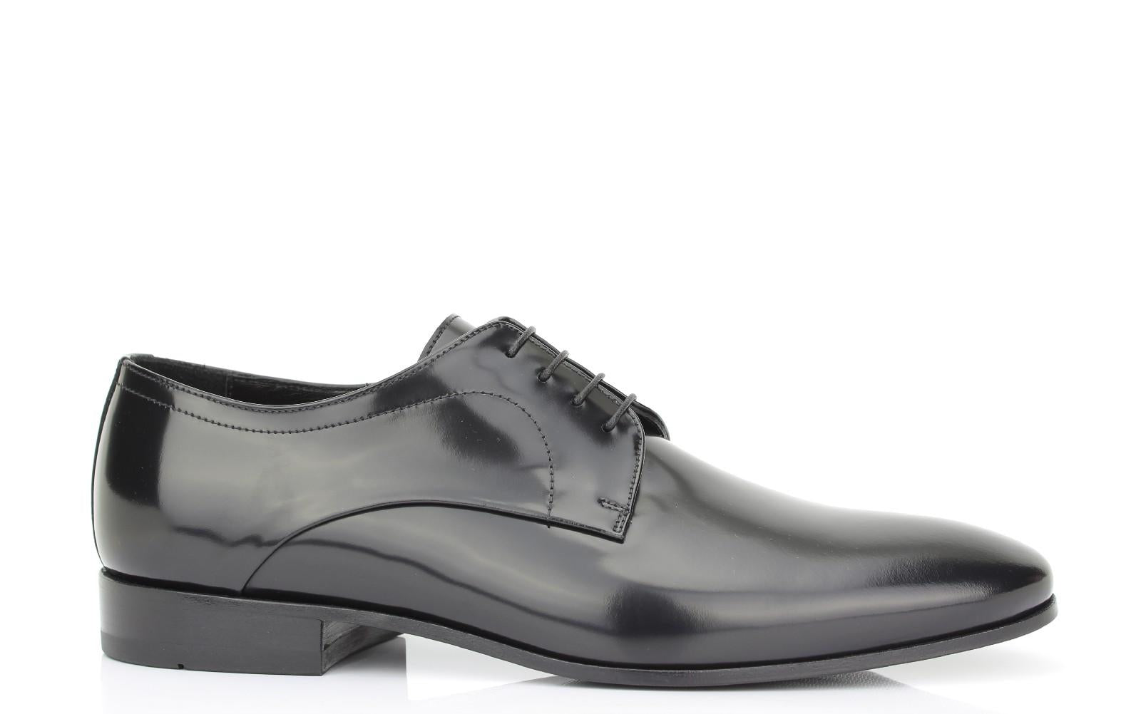 Derby in vitello spazzolato nero scuro con fondo in cuoio 4704TINER 306 ROSSI 