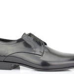 Derby in vitello spazzolato nero scuro con fondo in cuoio 4704TINER 306 ROSSI 