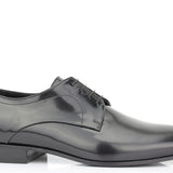 Derby in vitello spazzolato nero scuro con fondo in cuoio 4704TINER 306 ROSSI 