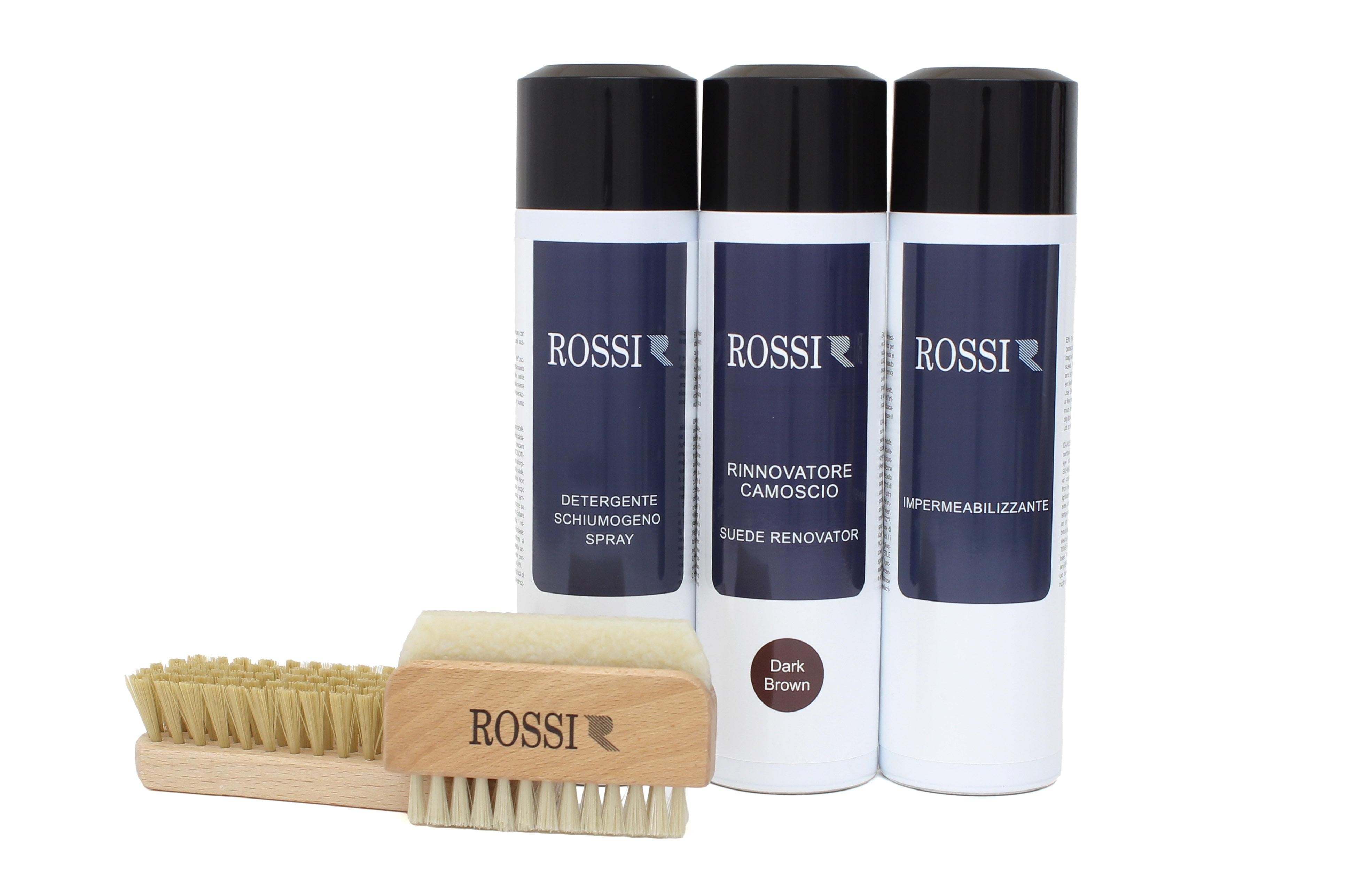 Kit per la manutenzione del camoscio nei toni marroni KIT CAMOSCIO marrone+t.moro ROSSI 