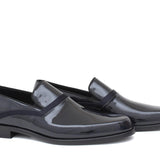 Mocassino in vernice blu scuro con riporto in raso e fondo in cuoio 619VBLU 985 ROSSI 