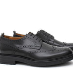 Derby stile inglese in vitello spazzolato nero con fondo in gomma 8103GCALNE 35 ROSSI 