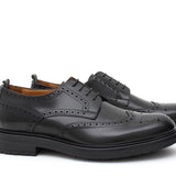 Derby stile inglese in vitello spazzolato nero con fondo in gomma 8103GCALNE 35 ROSSI 
