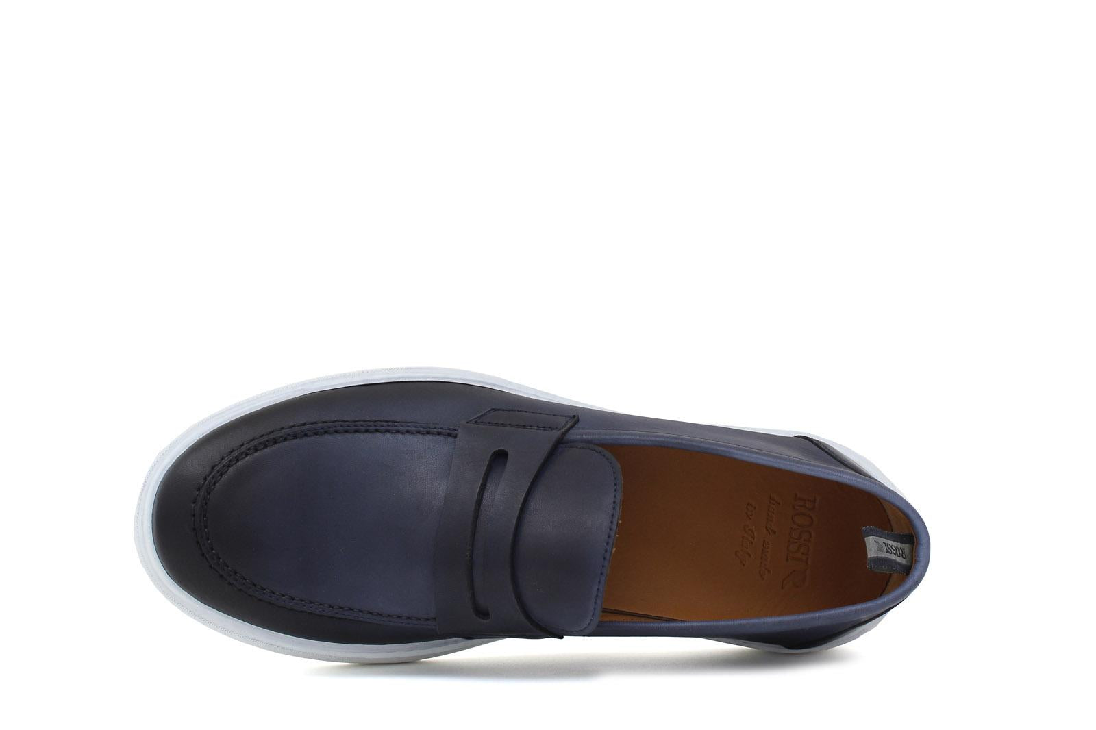 Slip on in vitello naturale navy sfumato con fondo in gomma leggera 1038DJE 173 ROSSI 
