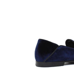 Pantofola con mappine in velluto blu scuro con fondo cuoio antiscivolo 225DRAB 1070 ROSSI 