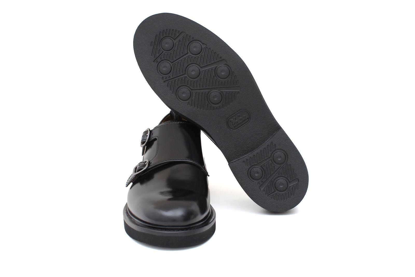 Monkstrap donna in vitello spazzolato nero con fondo in gomma leggera D219GCNE 14 ROSSI 