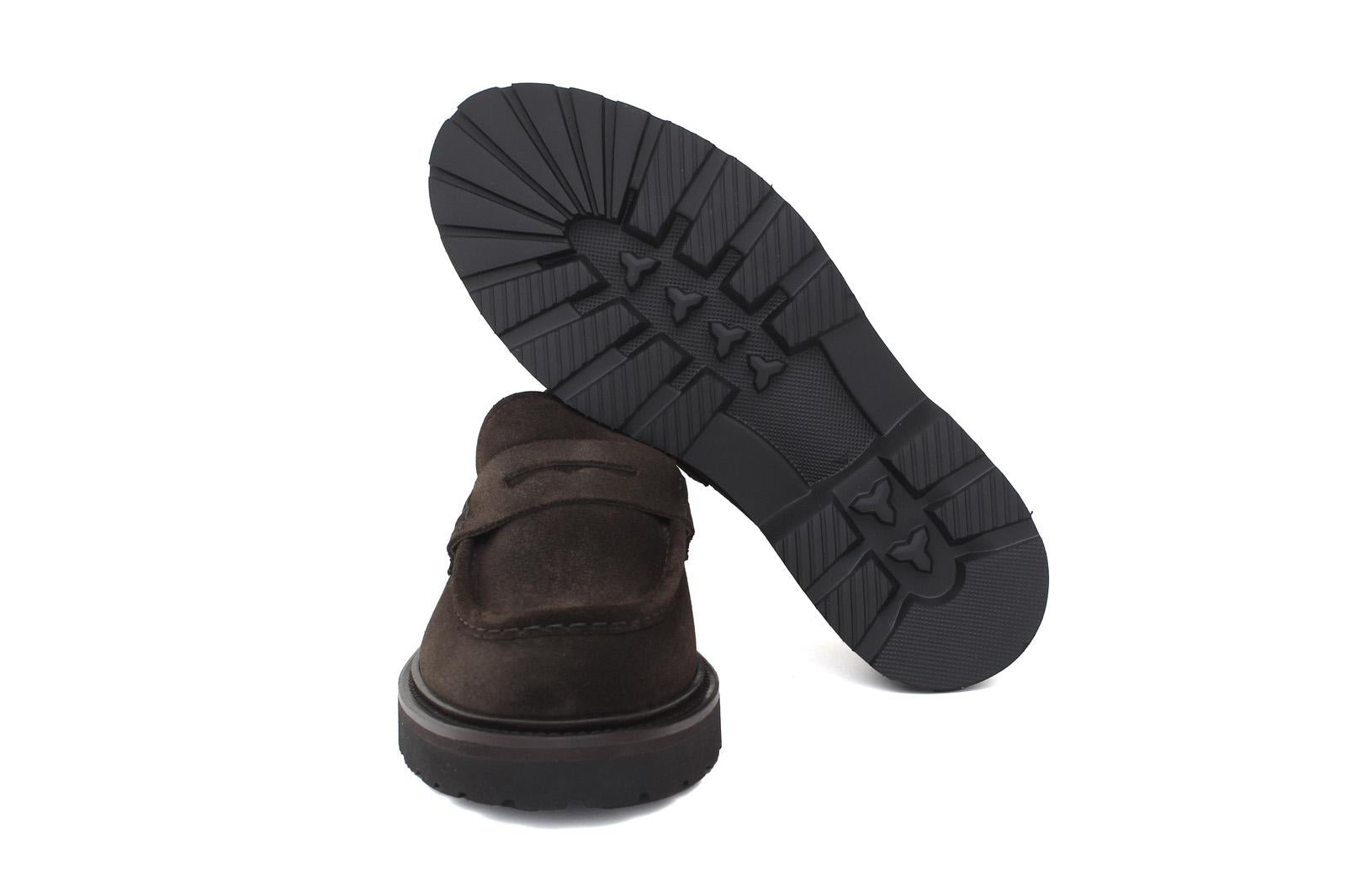 Mocassino stile ingegnere in suede  testa di moro e fondo gomma leggera 1223CHSMO 389 ROSSI 