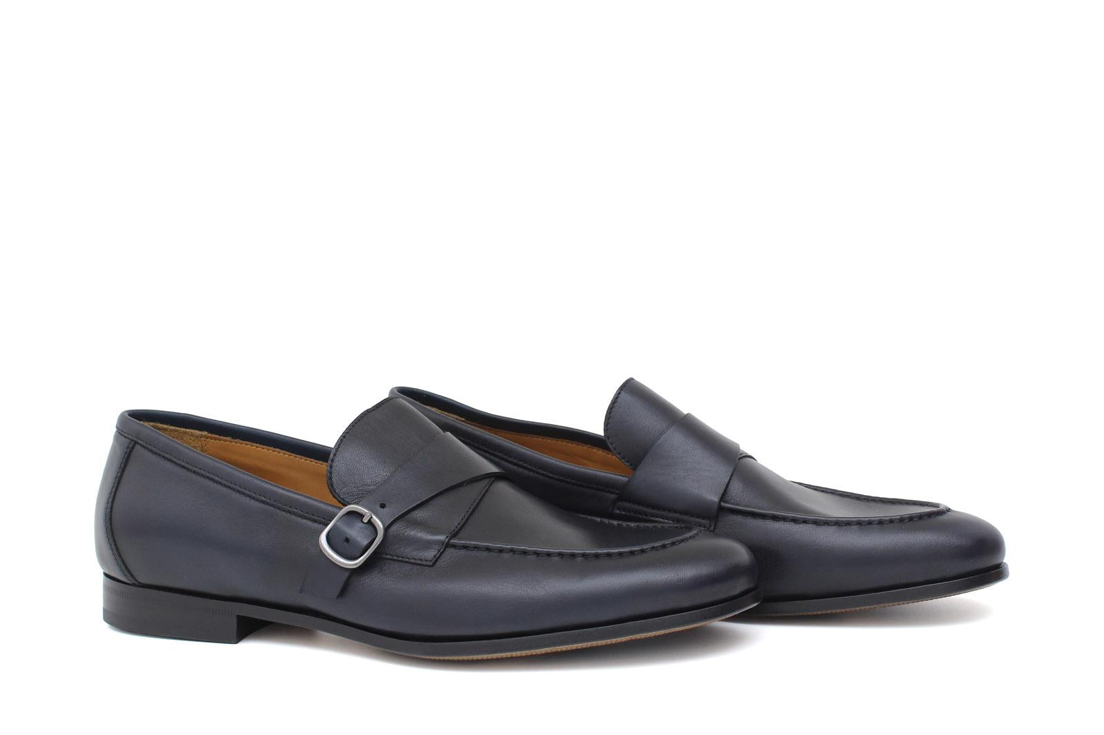 Mocassino lavorazione sacchetto in vitello naturale blu e fondo cuoio con inserto antiscivolo 1044DIXB 129 ROSSI 