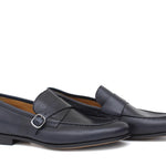 Mocassino lavorazione sacchetto in vitello naturale blu e fondo cuoio con inserto antiscivolo 1044DIXB 129 ROSSI 