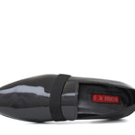 Pantofola in vernice nera,  riporto in grogrein e fondo in cuoio 5902VERNER 283 ROSSI 