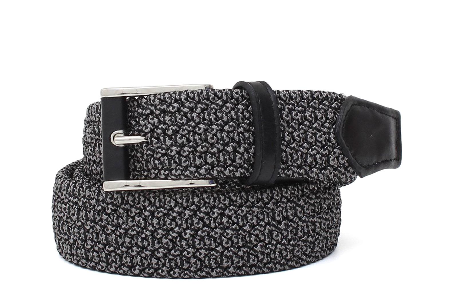 Cintura intrecciata elasticizzata nel colore grigio/nero  con fibbia h 35 in nikel F0438NKEPNE 70 ROSSI 