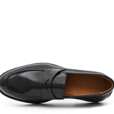 Mocassino in vitello spazzolato nero e fondo in gomma leggera 5852CALNE 377 ROSSI 