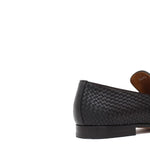 Mocassino con accessorio in vitellino intrecciato t. moro e fondo cuoio antiscivolo cucito 8690INTM 190 ROSSI 