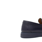 Mocassino in vitello sfoderato spazzolato blu con fondo gomma leggera 1076CBLU 72 ROSSI 