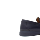 Mocassino in vitello sfoderato spazzolato blu con fondo gomma leggera 1076CBLU 72 ROSSI 