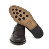 Mocassino in vitello a pieno fiore marrone con fondo in cuoio antiscivolo 6853SERMOK 515 ROSSI 