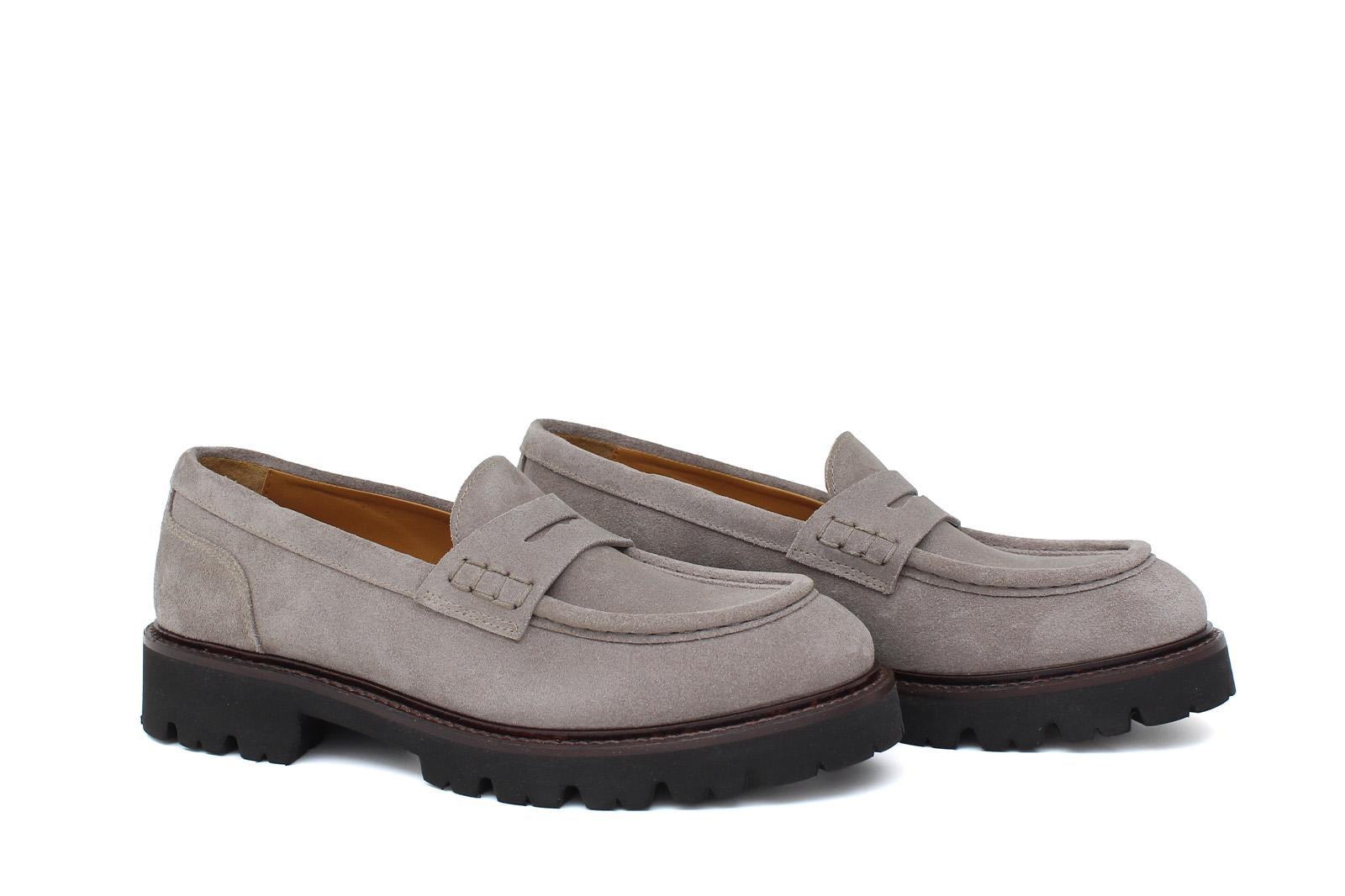 Mocassino donna stile ingegnere in suede color roccia e fondo in gomma leggera D212HSCLO 35 ROSSI 