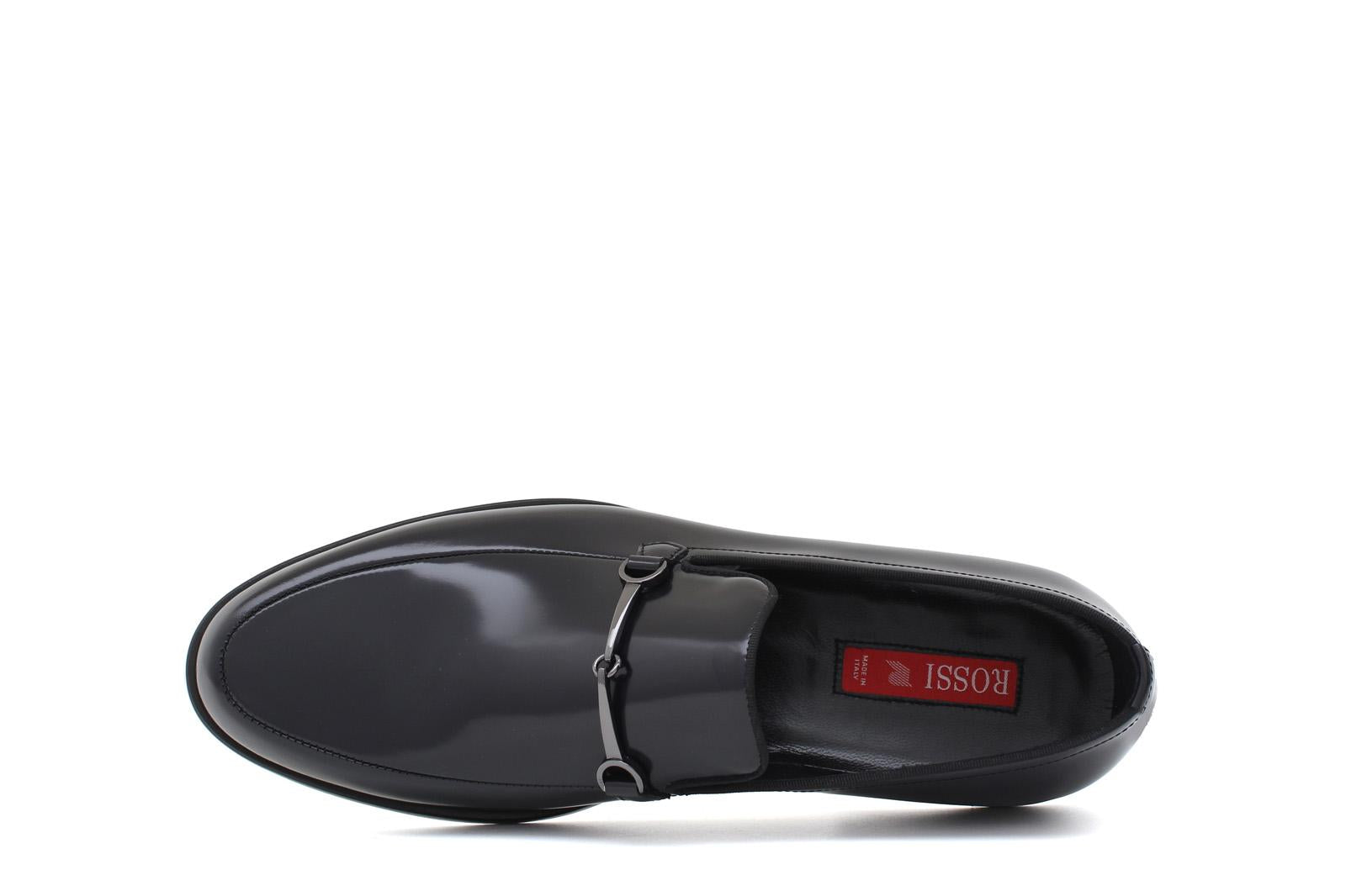 Mocassino con accessorio in vitello spazzolato blu scuro con fondo in cuoio 621TBLU 55 ROSSI 