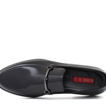 Mocassino con accessorio in vitello spazzolato blu scuro con fondo in cuoio 621TBLU 55 ROSSI 