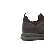 Sneakers in vitello morbido testa di moro con riporto in camoscio con fondo gomma verdone 925POLM 107 ROSSI 
