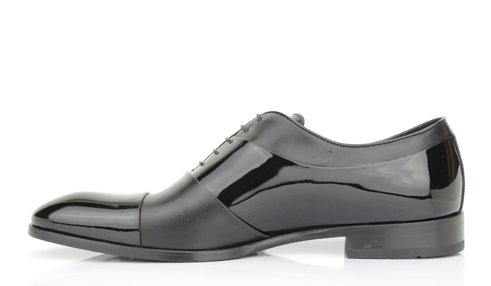 Francesina in vernice e nappa color nero con fondo cuoio antiscivolo 7641VERNER 110 ROSSI 
