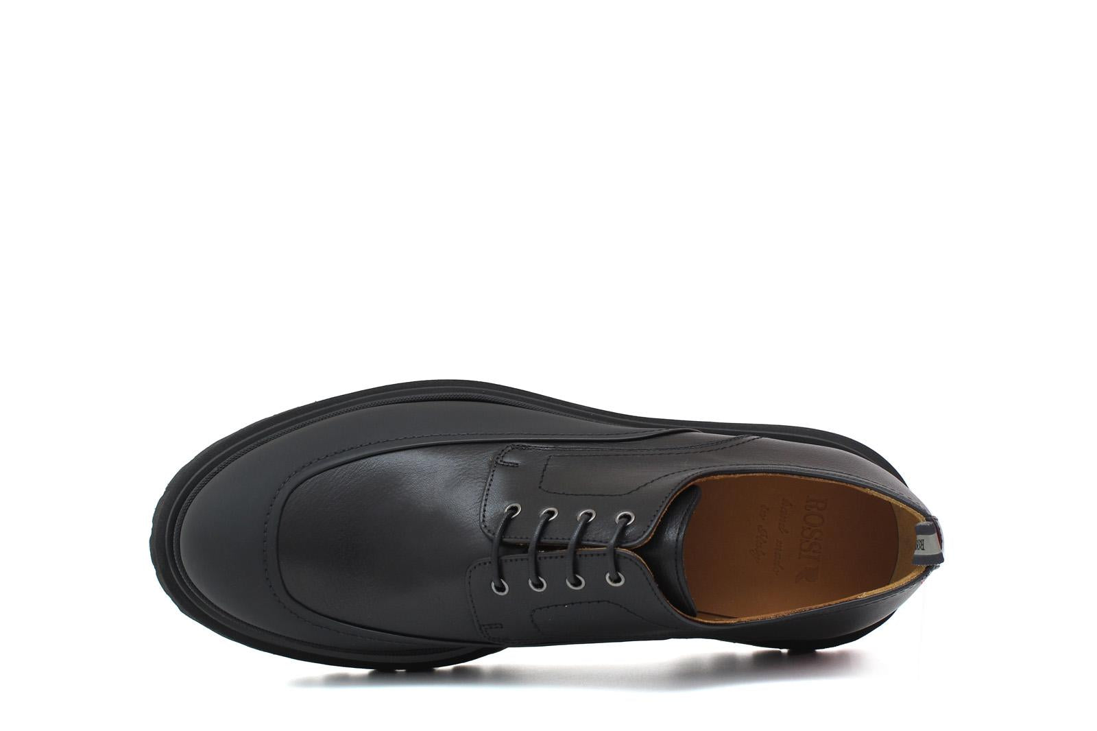 Derby in bufalo nero, riporto in caucciù con fondo in  gomma  leggera 412BFNE 123 ROSSI 