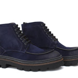 Stivaletto stringato in camoscio ingrassato navy e fondo in gomma leggera 119PRHSBLU 1063 ROSSI 
