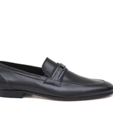 Mocassino con accessorio in canguro nero con fondo cuoio con inserti antiscivolo 1090CANNE 9 ROSSI 
