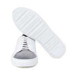 Sneaker in vitello bianco con riporti  in camoscio grigio e fondo in gomma leggera 234FPIOM 482  UN ROSSI 