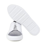Sneaker in vitello bianco con riporti  in camoscio grigio e fondo in gomma leggera 234FPIOM 482  UN ROSSI 