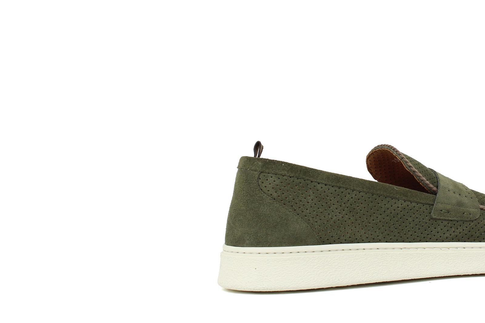 Slip on in camoscio traforata verdone con fondo in gomma 1055FLOG 160 ROSSI 