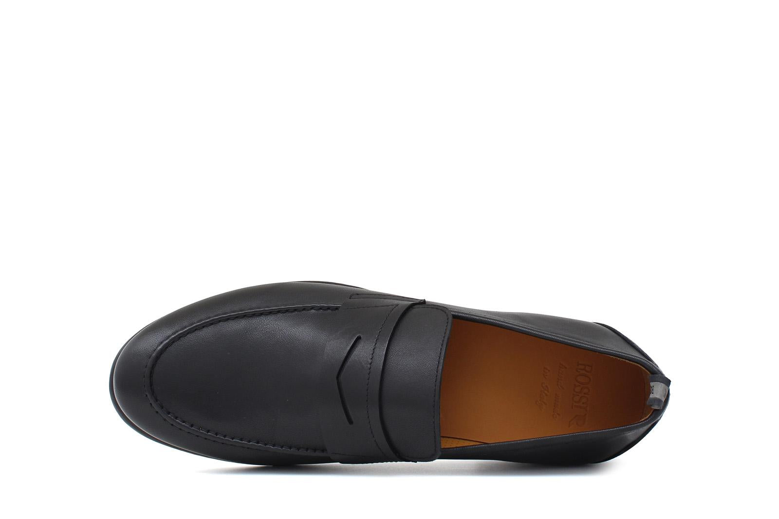 Mocassino in vitello naturale nero con fondo in gomma cucito 1457CDIXNE 274 ROSSI 
