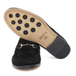 Mocassino tubolare in camoscio nero con fondo in cuoio antiscivolo cucito blake 9660CFLNE 30 ROSSI 