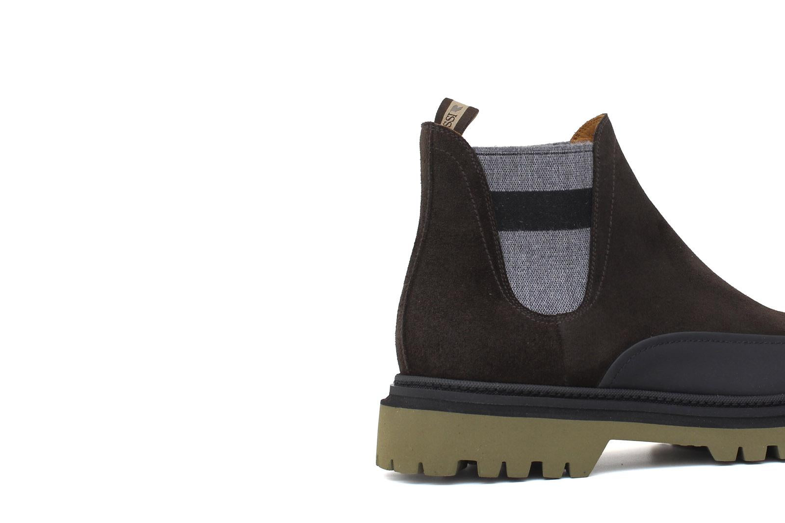 Beatles con elastico bicolore, tomaia in camoscio ingrassato testa di moro e riporto in caucciù con fondo gomma leggero 414PEBHM 1079 ROSSI 