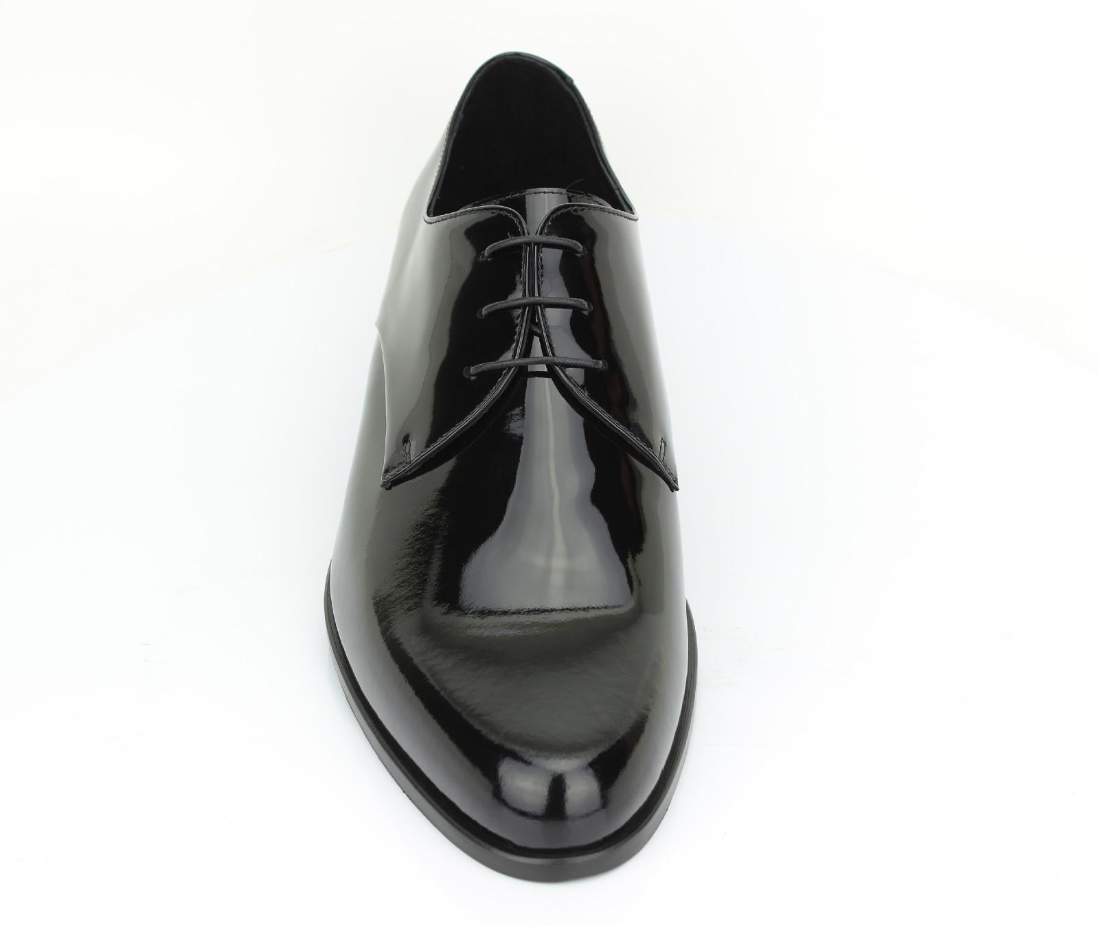 Derby in vernice nera con fondo in cuoio 7652VN 90 ROSSI 