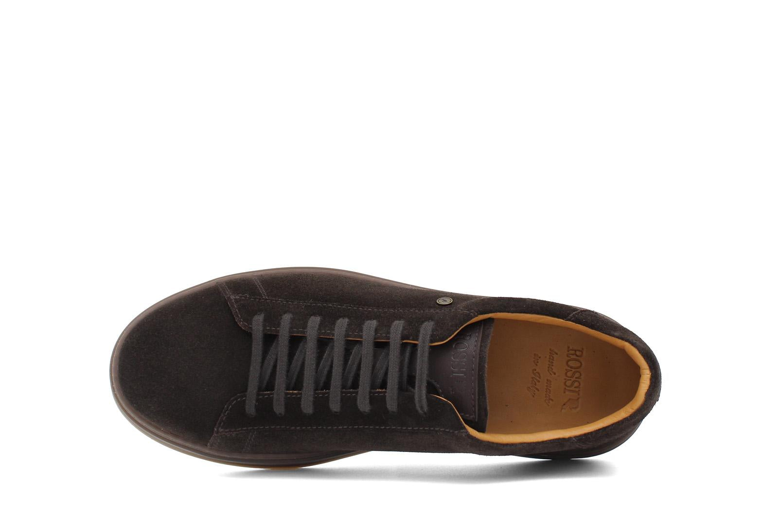 Sneaker stringata in suede testa di moro con fondo in gomma tricolore 1043LHSMO 186 ROSSI 