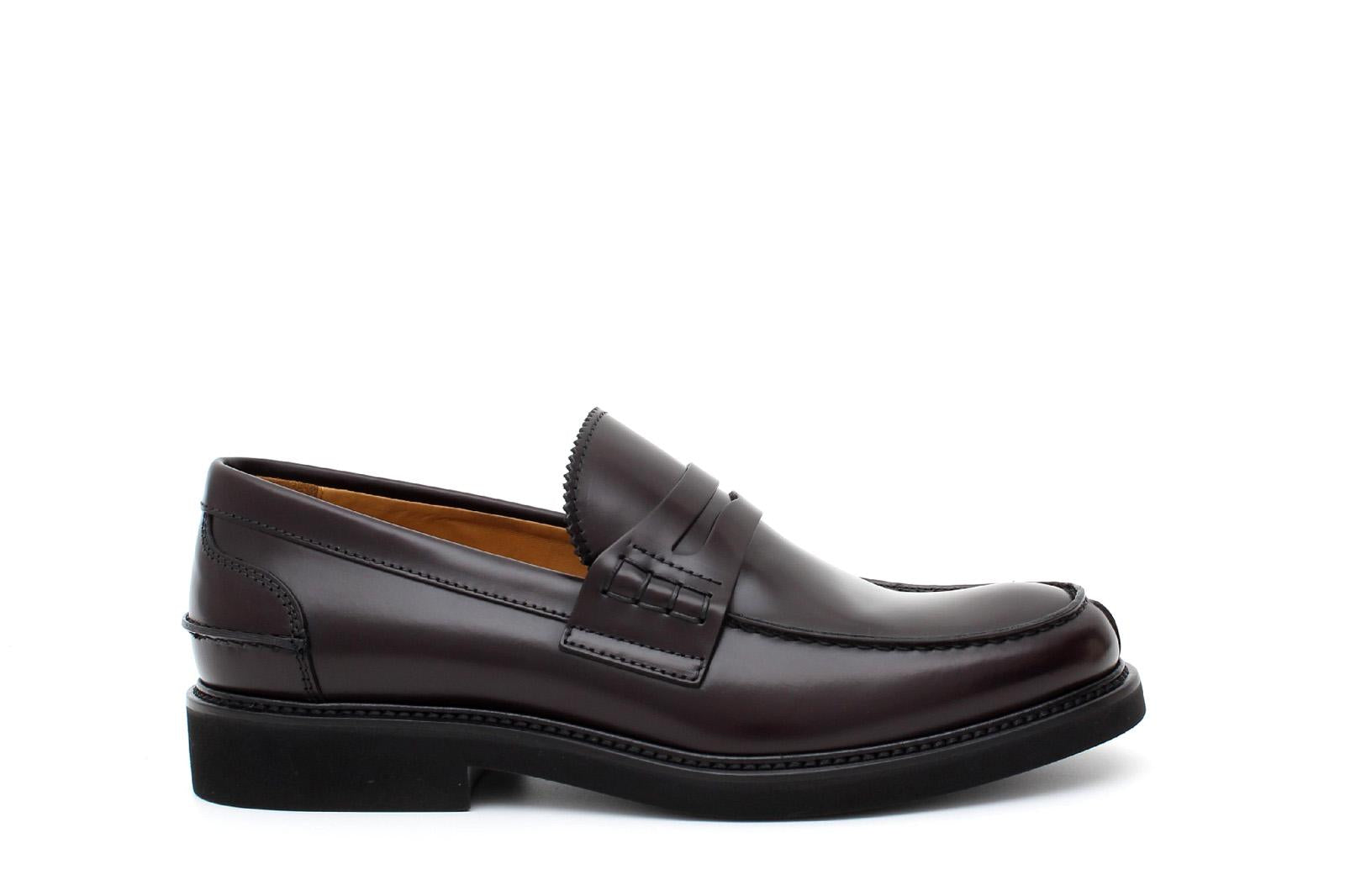Mocassino College stile inglese  in vitello spazzolato bordò e fondo in gomma leggera 5316CALBOR 290 ROSSI 