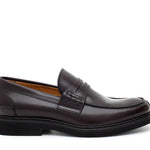 Mocassino College stile inglese  in vitello spazzolato bordò e fondo in gomma leggera 5316CALBOR 290 ROSSI 