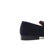 Mocassino con accessorio a sacchetto intero in camoscio blu con fondo cuoio antiscivolo 269FLOBLU 367 ROSSI 