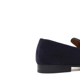 Mocassino con accessorio a sacchetto intero in camoscio blu con fondo cuoio antiscivolo 269FLOBLU 367 ROSSI 