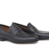 Mocassino a sacchetto  in vitello a pieno fiore color nero con fondo in cuoio antiscivolo 1419DNE 954 ROSSI 