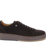 Sneaker stringata in suede testa di moro con fondo in gomma tricolore 1043LHSMO 186 ROSSI 