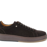 Sneaker stringata in suede testa di moro con fondo in gomma tricolore 1043LHSMO 186 ROSSI 