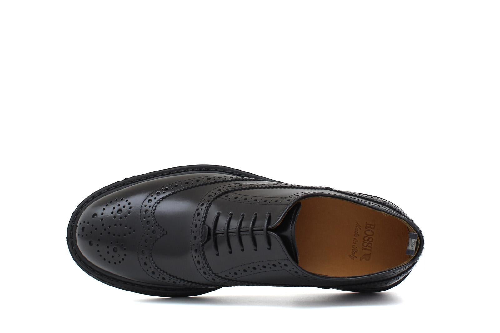 Derby donna stile inglese in vitello spazzolato nero e fondo in gomma cucito D216GCNER 24 ROSSI 