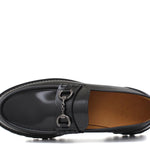 Mocassino College bordato in vitello spazzolato nero e fondo in gomma leggera 403MCNE 280 ROSSI 