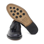 Mocassino sfoderato con mappine in vitello spazzolato blu con fondo in cuoio antiscivolo cucito blake 7637CHEB 378 ROSSI 