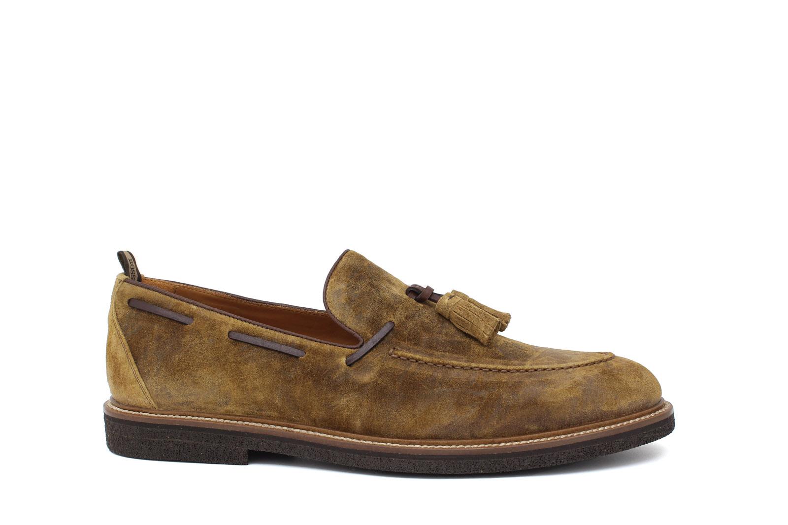 Mocassino in camoscio lavato color cuoio con fondo in gomma porosa leggera 9624TSE 300 ROSSI 