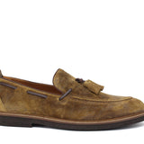 Mocassino in camoscio lavato color cuoio con fondo in gomma porosa leggera 9624TSE 300 ROSSI 